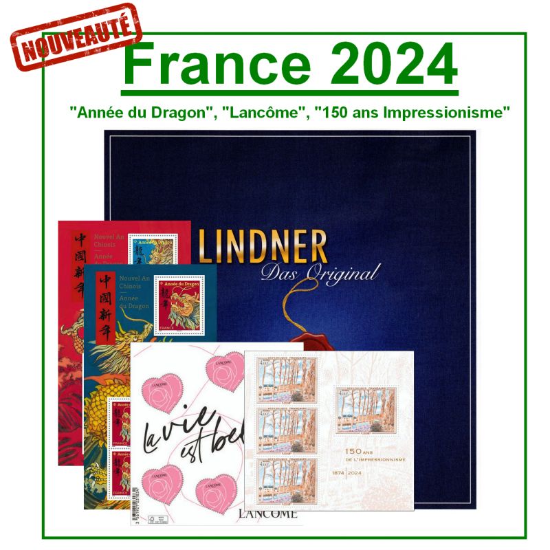 Nouveauté Jeu France Lindner Blocs "Coeurs Lancôme", "Année du Dragon","Impressionnisme" 2024